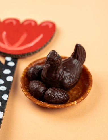 Mini hen on its nest